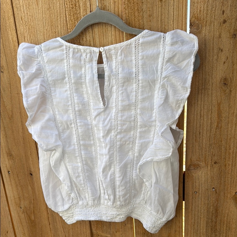 Elan White Sleeveless Ruffled Smocked Blouse - Picture 9 of 14